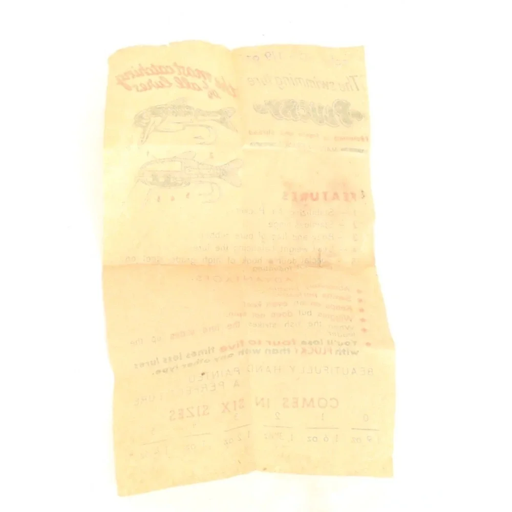 Vintage Rare Plucky the Swimming Fishing Lure With Instruction Paper Advertising